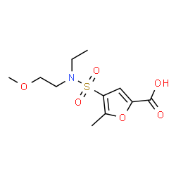 ChemSpider 2D Image | 4-[Ethyl(2-methoxyethyl)sulfamoyl]-5-methyl-2-furoic acid | C11H17NO6S