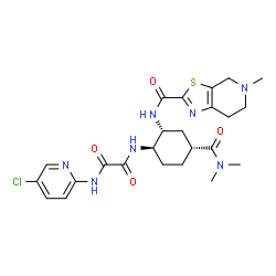 ChemSpider 2D Image | N1-(5-Chloropyridin-2-yl)-N2-((1R,2R,4R)-4-(dimethylcarbamoyl)-2-(5-methyl-4,5,6,7-tetrahydrothiazolo[5,4-c]pyridine-2-carboxamido)cyclohexyl)oxalamide | C24H30ClN7O4S
