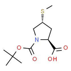 ChemSpider 2D Image | (4R)-1-{[(2-Methyl-2-propanyl)oxy]carbonyl}-4-(methylsulfanyl)-L-proline | C11H19NO4S