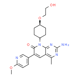 ChemSpider 2D Image | 2-Amino-8-[cis-4-(2-hydroxyethoxy)cyclohexyl]-6-(6-methoxy-3-pyridinyl)-4-methylpyrido[2,3-d]pyrimidin-7(8H)-one | C22H27N5O4