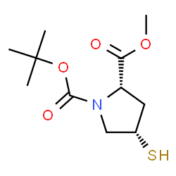 ChemSpider 2D Image | 2-Methyl 1-(2-methyl-2-propanyl) (2S,4S)-4-sulfanyl-1,2-pyrrolidinedicarboxylate | C11H19NO4S