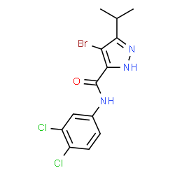 ChemSpider 2D Image | 4-Bromo-N-(3,4-dichlorophenyl)-3-isopropyl-1H-pyrazole-5-carboxamide | C13H12BrCl2N3O