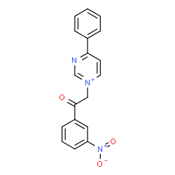ChemSpider 2D Image | 1-[2-(3-Nitrophenyl)-2-oxoethyl]-4-phenylpyrimidin-1-ium | C18H14N3O3