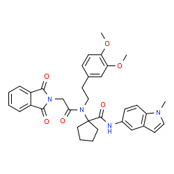 ChemSpider 2D Image | 1-{[2-(3,4-Dimethoxyphenyl)ethyl][(1,3-dioxo-1,3-dihydro-2H-isoindol-2-yl)acetyl]amino}-N-(1-methyl-1H-indol-5-yl)cyclopentanecarboxamide | C35H36N4O6