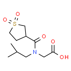ChemSpider 2D Image | N-[(1,1-Dioxidotetrahydro-3-thiophenyl)carbonyl]-N-isobutylglycine | C11H19NO5S