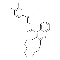ChemSpider 2D Image | 2-(3,4-Dimethylphenyl)-2-oxoethyl 6,7,8,9,10,11,12,13,14,15-decahydrocyclododeca[b]quinoline-16-carboxylate | C30H35NO3