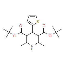 ChemSpider 2D Image | Bis(2-methyl-2-propanyl) 2,6-dimethyl-4-(2-thienyl)-1,4-dihydro-3,5-pyridinedicarboxylate | C21H29NO4S