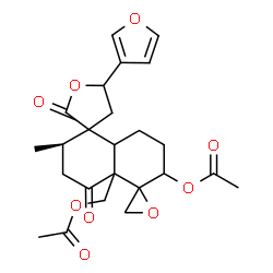 ChemSpider 2D Image | [(2'R)-6'-Acetoxy-5-(3-furyl)-2'-methyl-2,4'-dioxooctahydrodispiro[furan-3,1'-naphthalene-5',2''-oxiran]-4a'(2'H)-yl]methyl acetate | C24H28O9