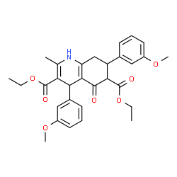 ChemSpider 2D Image | Diethyl 4,7-bis(3-methoxyphenyl)-2-methyl-5-oxo-1,4,5,6,7,8-hexahydro-3,6-quinolinedicarboxylate | C30H33NO7