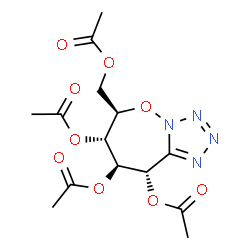 ChemSpider 2D Image | (6R,7S,8R,9S)-6-(Acetoxymethyl)-6,7,8,9-tetrahydrotetrazolo[1,5-b][1,2]oxazepine-7,8,9-triyl triacetate | C14H18N4O9