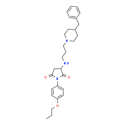 ChemSpider 2D Image | 3-{[3-(4-Benzyl-1-piperidinyl)propyl]amino}-1-(4-propoxyphenyl)-2,5-pyrrolidinedione | C28H37N3O3