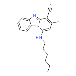 ChemSpider 2D Image | 1-(Hexylamino)-3-methylpyrido[1,2-a]benzimidazole-4-carbonitrile | C19H22N4