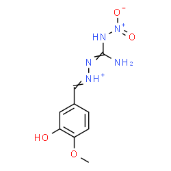 ChemSpider 2D Image | 2-[Amino(nitroamino)methylene]-1-(3-hydroxy-4-methoxybenzylidene)hydrazinium | C9H12N5O4