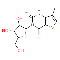 ChemSpider 2D Image | 7-Methyl-3-pentofuranosylthieno[3,2-d]pyrimidine-2,4(1H,3H)-dione | C12H14N2O6S