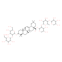 ChemSpider 2D Image | Pentopyranosyl-(1->4)-6-deoxyhexopyranosyl-(1->2)-1-O-{(3beta)-3-[(2-O-hexopyranosylhexopyranosyl)oxy]-28-oxoolean-12-en-28-yl}pentopyranose | C58H94O25