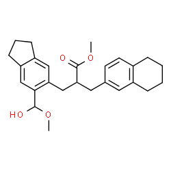 ChemSpider 2D Image | Methyl 3-(6-(hydroxy(methoxy)methyl)-2,3-dihydro-1H-inden-5-yl)-2-(5,6,7,8-tetrahydro-2-naphthalenylmethyl)propanoate | C26H32O4