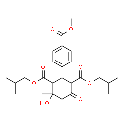 ChemSpider 2D Image | Diisobutyl 4-hydroxy-2-[4-(methoxycarbonyl)phenyl]-4-methyl-6-oxo-1,3-cyclohexanedicarboxylate | C25H34O8
