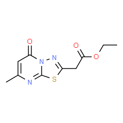 ChemSpider 2D Image | Ethyl (7-methyl-5-oxo-5H-[1,3,4]thiadiazolo[3,2-a]pyrimidin-2-yl)acetate | C10H11N3O3S