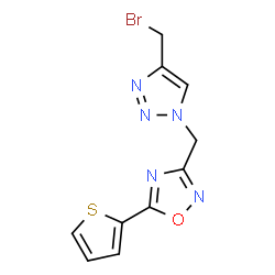 ChemSpider 2D Image | 3-{[4-(Bromomethyl)-1H-1,2,3-triazol-1-yl]methyl}-5-(2-thienyl)-1,2,4-oxadiazole | C10H8BrN5OS