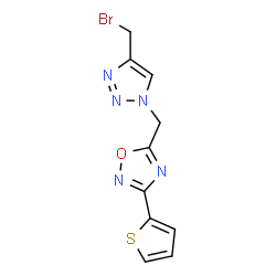 ChemSpider 2D Image | 5-{[4-(Bromomethyl)-1H-1,2,3-triazol-1-yl]methyl}-3-(2-thienyl)-1,2,4-oxadiazole | C10H8BrN5OS