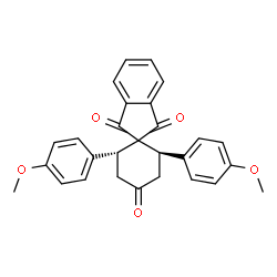 ChemSpider 2D Image | (2R,6R)-2,6-Bis(4-methoxyphenyl)-4H-spiro[cyclohexane-1,2'-indene]-1',3',4-trione | C28H24O5