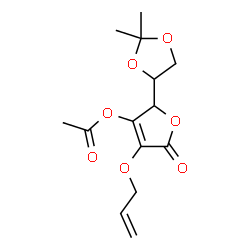 ChemSpider 2D Image | 4-(Allyloxy)-2-(2,2-dimethyl-1,3-dioxolan-4-yl)-5-oxo-2,5-dihydro-3-furanyl acetate | C14H18O7