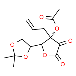 ChemSpider 2D Image | (3S)-3-Allyl-2-(2,2-dimethyl-1,3-dioxolan-4-yl)-4,5-dioxotetrahydro-3-furanyl acetate | C14H18O7
