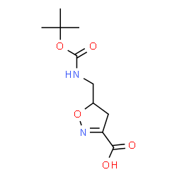 ChemSpider 2D Image | 5-[({[(2-Methyl-2-propanyl)oxy]carbonyl}amino)methyl]-4,5-dihydro-1,2-oxazole-3-carboxylic acid | C10H16N2O5