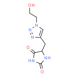 ChemSpider 2D Image | 5-{[1-(2-Hydroxyethyl)-1H-1,2,3-triazol-4-yl]methyl}-2,4-imidazolidinedione | C8H11N5O3