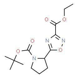 ChemSpider 2D Image | ethyl 5-{1-[(tert-butoxy)carbonyl]pyrrolidin-2-yl}-1,2,4-oxadiazole-3-carboxylate | C14H21N3O5