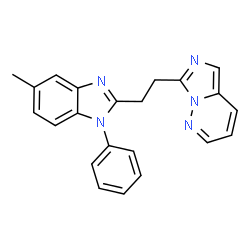 ChemSpider 2D Image | 7-[2-(5-Methyl-1-phenyl-1H-benzimidazol-2-yl)ethyl]imidazo[1,5-b]pyridazine | C22H19N5