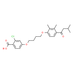 ChemSpider 2D Image | 2-Chloro-4-{4-[2,3-dimethyl-4-(3-methylbutanoyl)phenoxy]butoxy}benzoic acid | C24H29ClO5