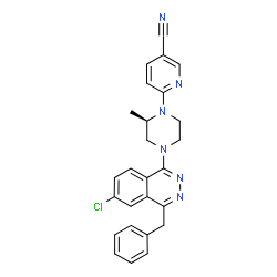 ChemSpider 2D Image | 6-[(2R)-4-(4-Benzyl-6-chloro-1-phthalazinyl)-2-methyl-1-piperazinyl]nicotinonitrile | C26H23ClN6