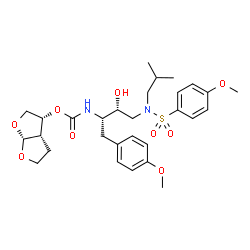 ChemSpider 2D Image | (3R,3aS,6aR)-Hexahydrofuro[2,3-b]furan-3-yl [(2S,3R)-3-hydroxy-4-{isobutyl[(4-methoxyphenyl)sulfonyl]amino}-1-(4-methoxyphenyl)-2-butanyl]carbamate | C29H40N2O9S