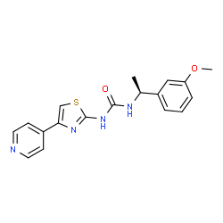 ChemSpider 2D Image | 1-[(1S)-1-(3-Methoxyphenyl)ethyl]-3-[4-(4-pyridinyl)-1,3-thiazol-2-yl]urea | C18H18N4O2S