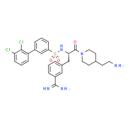 ChemSpider 2D Image | 3-[(2S)-3-[4-(2-Aminoethyl)-1-piperidinyl]-2-{[(2',3'-dichloro-3-biphenylyl)sulfonyl]amino}-3-oxopropyl]benzenecarboximidamide | C29H33Cl2N5O3S