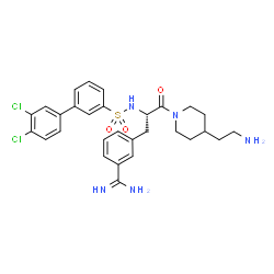 ChemSpider 2D Image | 3-[(2S)-3-[4-(2-Aminoethyl)-1-piperidinyl]-2-{[(3',4'-dichloro-3-biphenylyl)sulfonyl]amino}-3-oxopropyl]benzenecarboximidamide | C29H33Cl2N5O3S