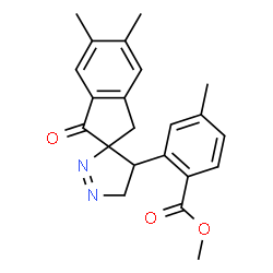 ChemSpider 2D Image | Methyl 2-(5,6-dimethyl-1-oxo-1,3,4',5'-tetrahydrospiro[indene-2,3'-pyrazol]-4'-yl)-4-methylbenzoate | C22H22N2O3