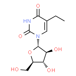 ChemSpider 2D Image | 1-(alpha-D-Arabinofuranosyl)-5-ethyl-2,4(1H,3H)-pyrimidinedione | C11H16N2O6