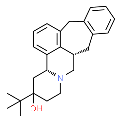ChemSpider 2D Image | (3bR,9aS)-5-(2-Methyl-2-propanyl)-4,5,6,7,9,9a,10,15-octahydro-3bH-benzo[5,6]cyclohepta[1,2,3-de]pyrido[2,1-a]isoquinolin-5-ol | C25H31NO