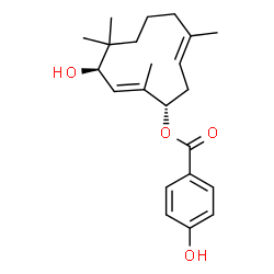 ChemSpider 2D Image | (1S,2E,4R,9E)-4-Hydroxy-2,5,5,9-tetramethyl-2,9-cycloundecadien-1-yl 4-hydroxybenzoate | C22H30O4