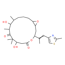 ChemSpider 2D Image | 7,11-Dihydroxy-8,8,10,12-tetramethyl-3-[1-(2-methyl-1,3-thiazol-4-yl)-1-propen-2-yl]-4,17-dioxabicyclo[14.1.0]heptadecane-5,9-dione | C26H39NO6S