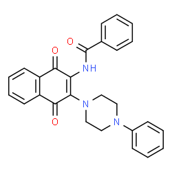 ChemSpider 2D Image | N-[1,4-dioxo-3-(4-phenyl-1-piperazinyl)-2-naphthalenyl]benzamide | C27H23N3O3