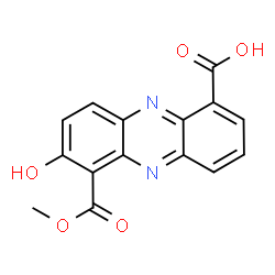 ChemSpider 2D Image | 7-Hydroxy-6-(methoxycarbonyl)-1-phenazinecarboxylic acid | C15H10N2O5