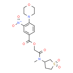 ChemSpider 2D Image | 2-[(1,1-Dioxidotetrahydro-3-thiophenyl)(methyl)amino]-2-oxoethyl 4-(4-morpholinyl)-3-nitrobenzoate | C18H23N3O8S