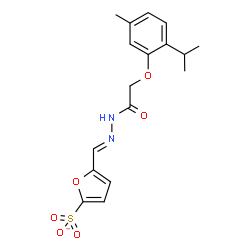 ChemSpider 2D Image | 5-[(E)-{[(2-Isopropyl-5-methylphenoxy)acetyl]hydrazono}methyl]-2-furansulfonate | C17H19N2O6S
