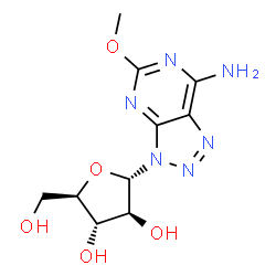 ChemSpider 2D Image | 3-(alpha-D-Arabinofuranosyl)-5-methoxy-3H-[1,2,3]triazolo[4,5-d]pyrimidin-7-amine | C10H14N6O5