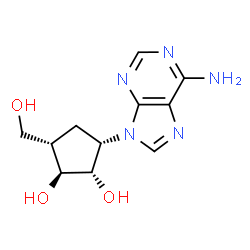ChemSpider 2D Image | (1S,2S,3S,5S)-3-(6-Amino-9H-purin-9-yl)-5-(hydroxymethyl)-1,2-cyclopentanediol | C11H15N5O3