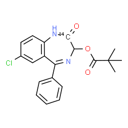 ChemSpider 2D Image | 7-Chloro-2-oxo-5-phenyl(2-~14~C)-2,3-dihydro-1H-1,4-benzodiazepin-3-yl pivalate | C1914CH19ClN2O3