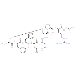 ChemSpider 2D Image | 1-{[(4R,7S,10S,13S,16S,19R)-19-Amino-7-(2-amino-2-oxoethyl)-10-(3-amino-3-oxopropyl)-13,16-dibenzyl-6,9,12,15,18-pentaoxo-1,2-dithia-5,8,11,14,17-pentaazacycloicosan-4-yl]carbonyl}-L-prolyl-L-arginylg
lycine | C46H64N14O12S2